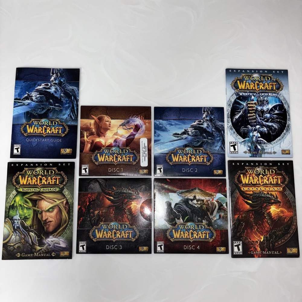 World of Warcraft PC Game Expansion Lot Plus Manual Books